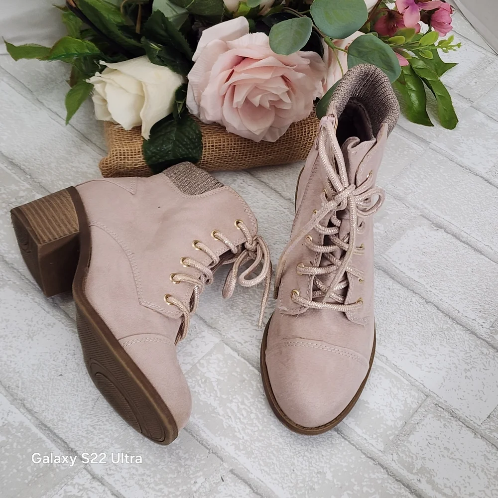 Wonder Nation Light Pink Lace-Up Boots
